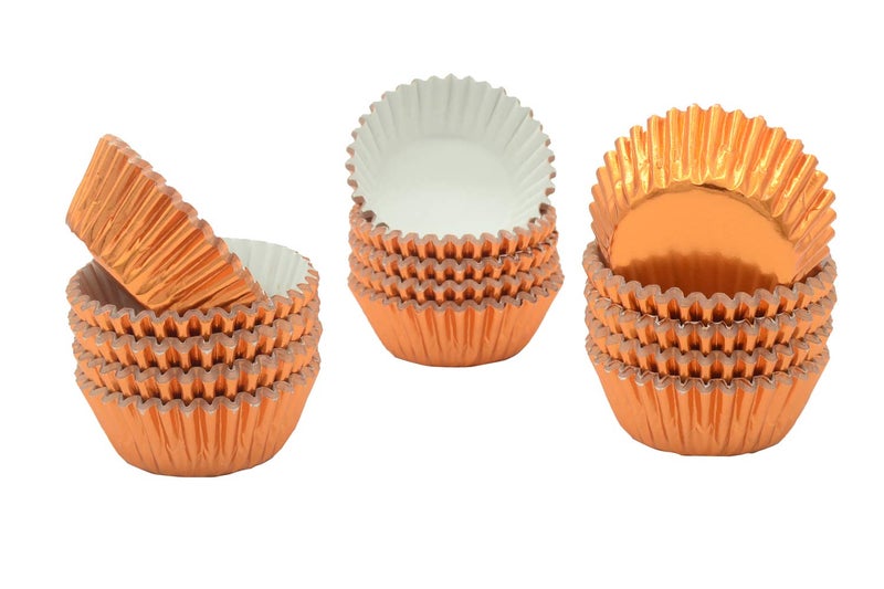 Mombake Mini Orange Foil Cupcake Liners Muffin Baking Cups for Party and More, 300-Count - Image 4